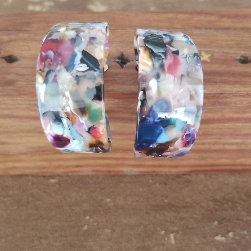Multiple Colored Acrylic Hoop Earrings